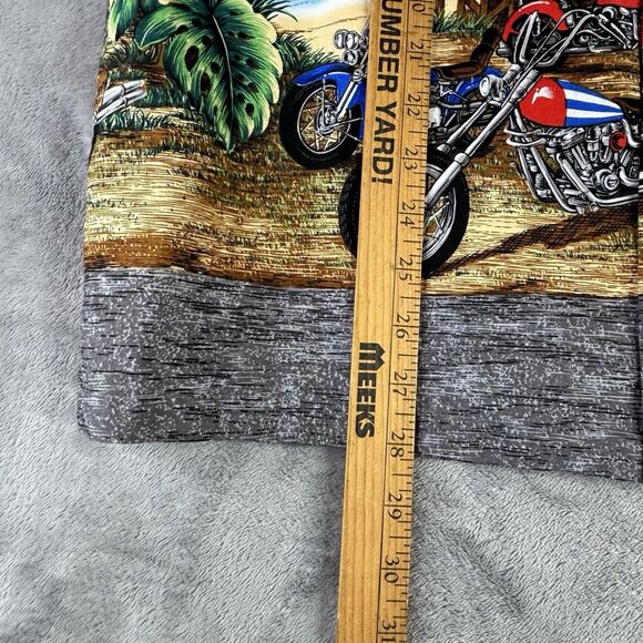 Vintage KY's Hawaiian Shirt Men's L‎ Motorcycle Ocean Mountain Beach Hut Scene - Picture 13 of 15